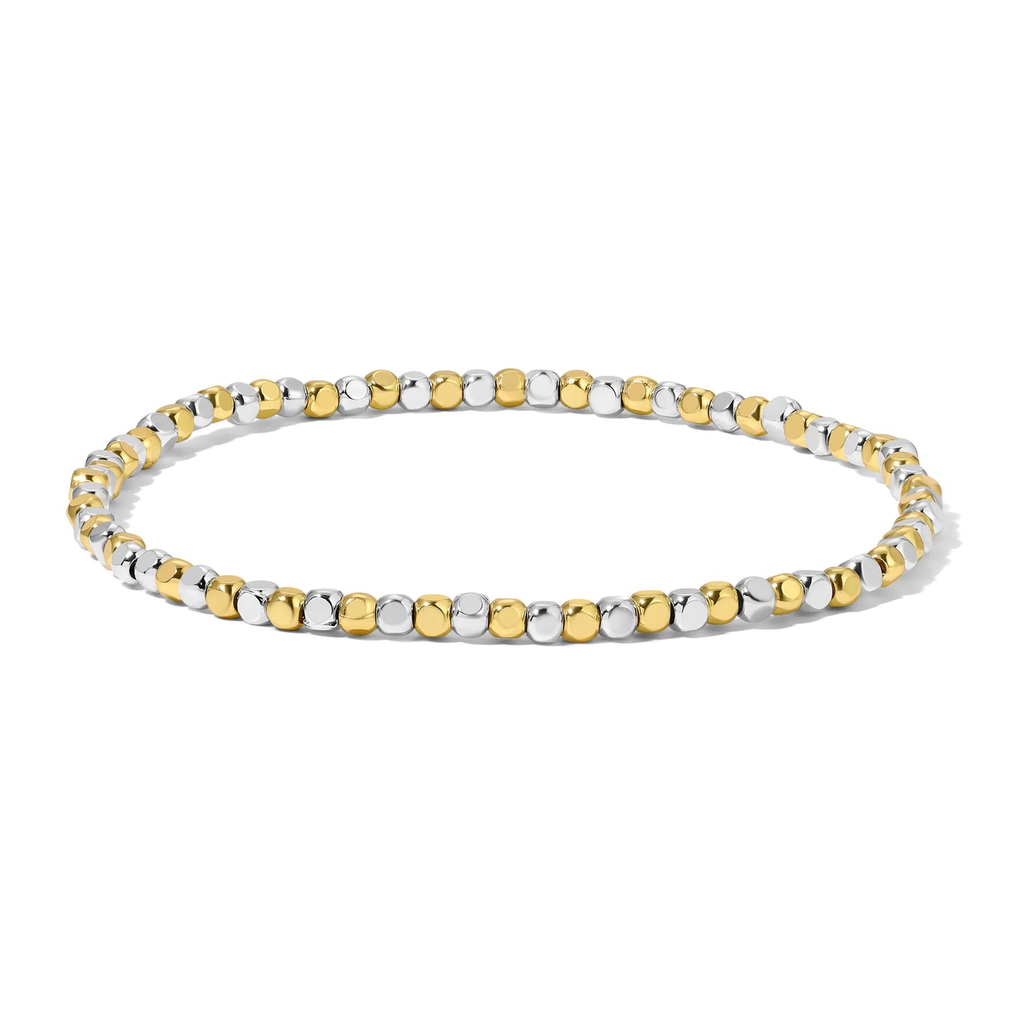 Silver and Gold Mixed Cube Bead Bracelet