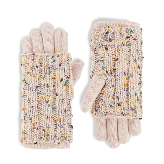 Speckle Knit Convertible Gloves - Pink