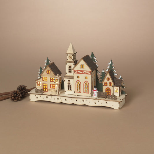 Lighted Laser Cut Wood Village