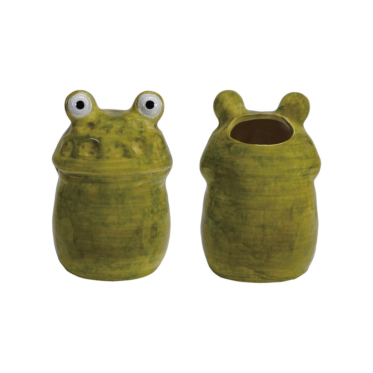 Hand Painted Stoneware Frog Vase