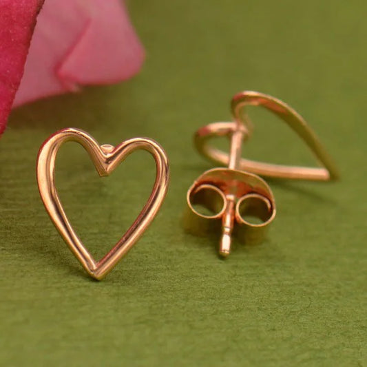 Rose Gold Heart Outline Earrings