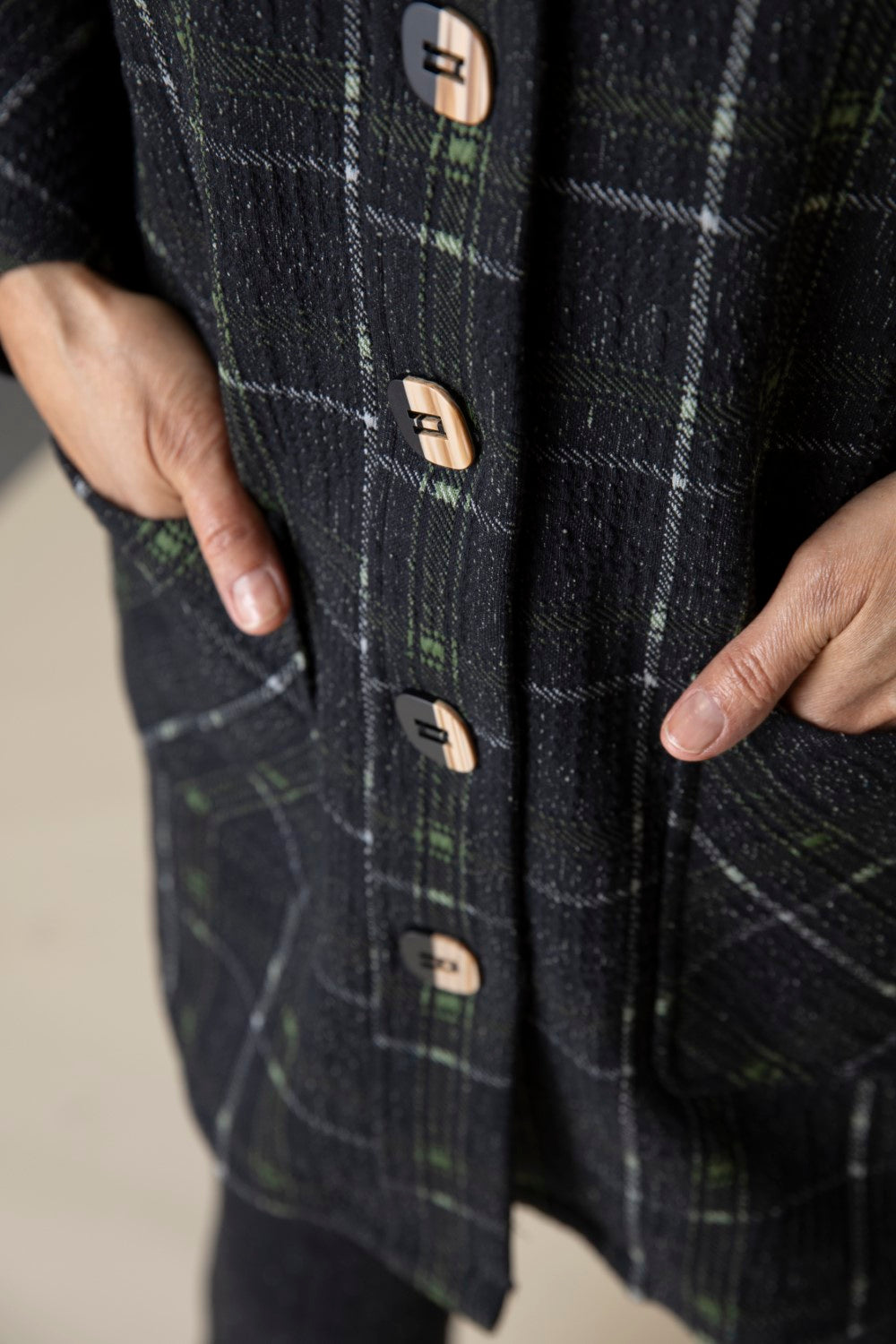 Habitat Windowpane Plaid Knit Car Coat