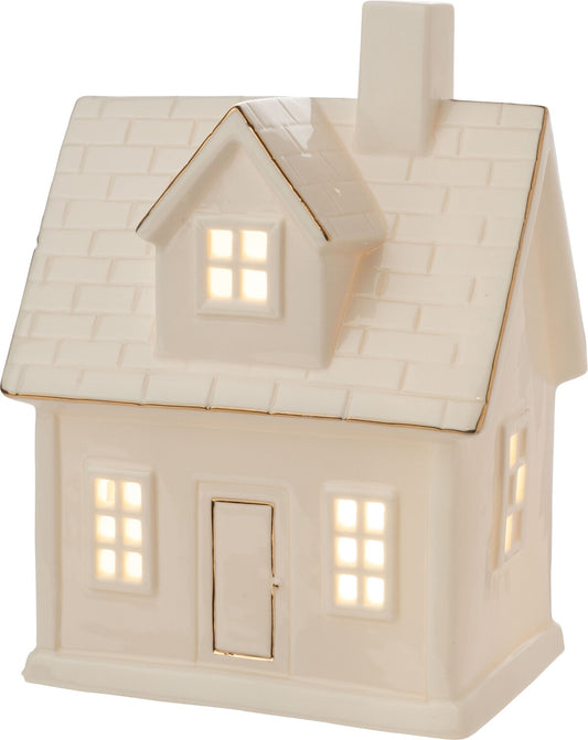 White Ceramic Light Up House