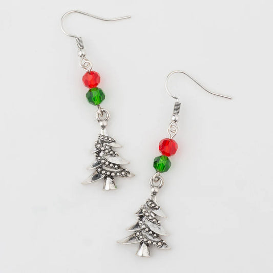 Holiday Christmas Tree Beaded Earrings