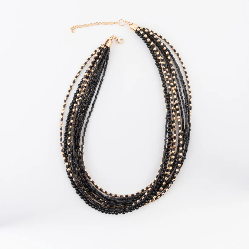 Sybil Multi Row Beaded Collar Necklace