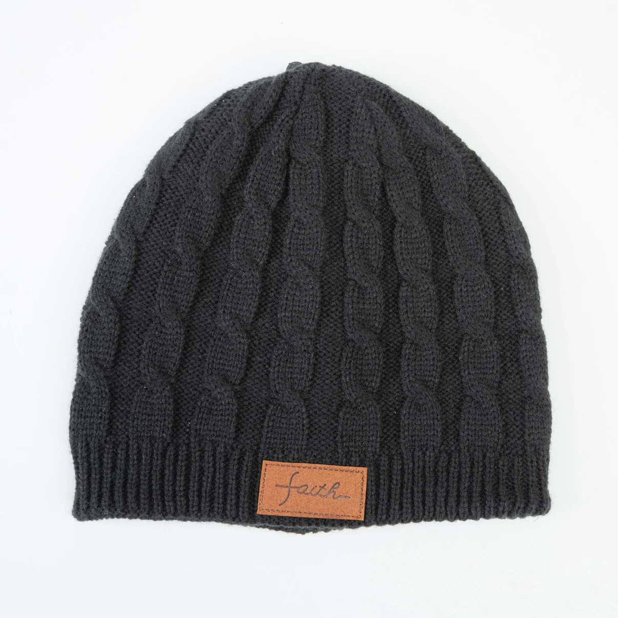 Christa Faith Leather Patch Beanie