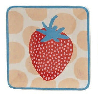 Stoneware Dish With Fruit/Vegetable Design