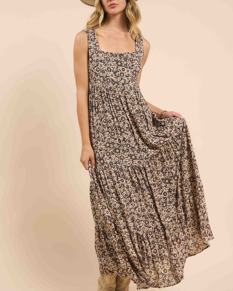 Sadie & Sage Deert Sunset Tiered Open Back Maxi Dress