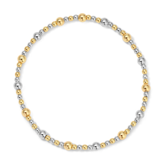 Gold & Silver Mixed Size Bead Bracelets
