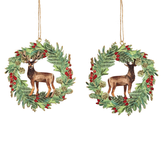 Stag In Wreath Ornament