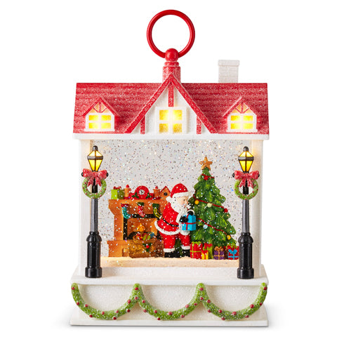 10" Santa Delivering Presents Musical Lighted Water House