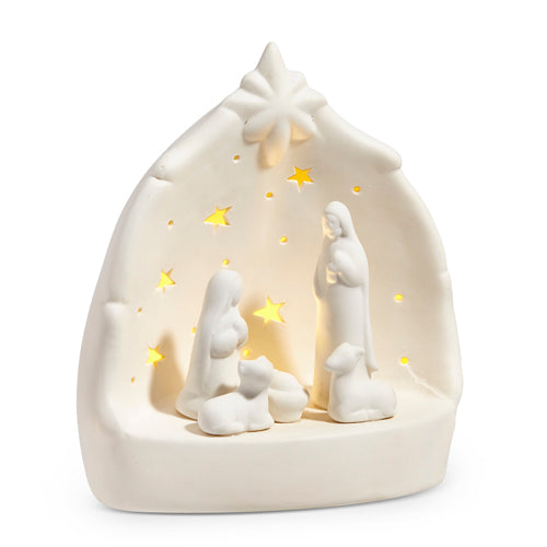 Lighted Holy Family