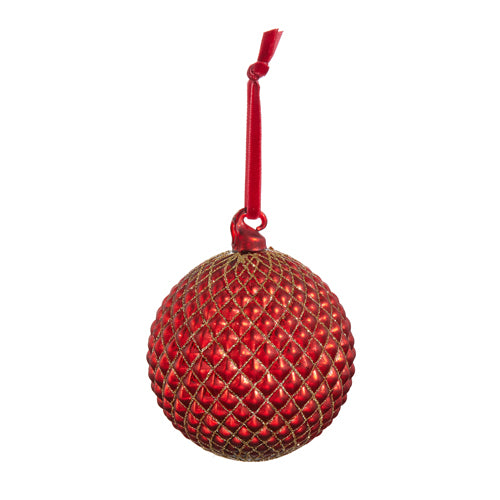 Quilted Ball Ornament Red