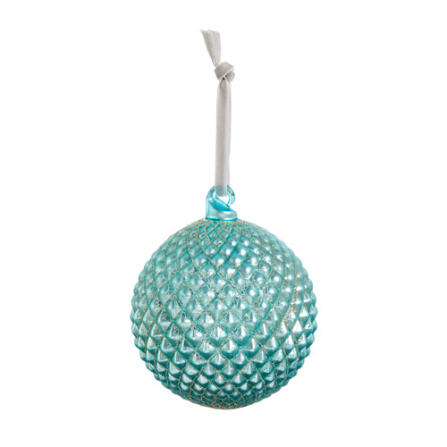 Quilted Ball Ornament Cerulean Blue