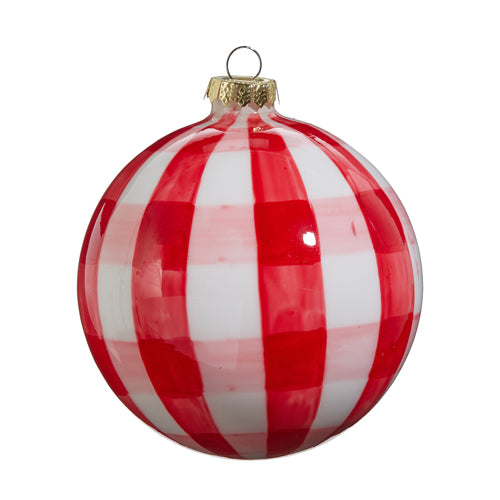 Red Gingham Ball Ornament