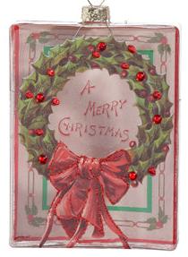 Vintage Christmas Wishes Disc Ornament Wreath