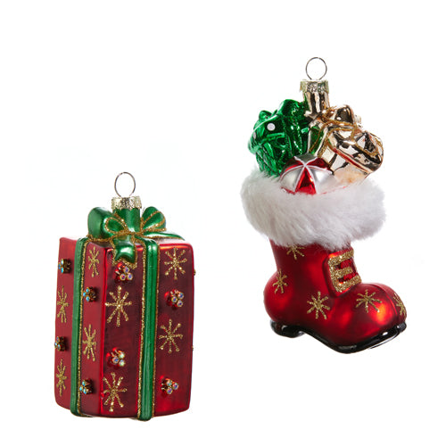 Present And Santa's Boot Ornament