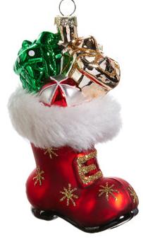 Present And Santa's Boot Ornament