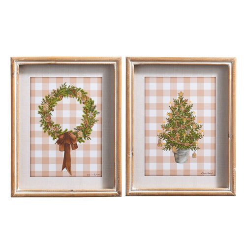 Gingerbread Gingham Greenery Framed Print