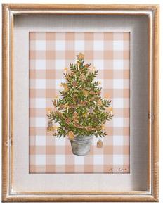 Gingerbread Gingham Greenery Framed Print Christmas Tree