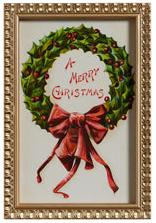 Vintage Christmas Wishes Framed Wall Art Wreath