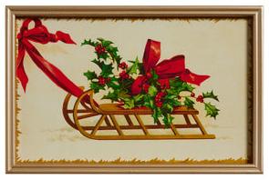 Vintage Christmas Wishes Framed Wall Art Sled