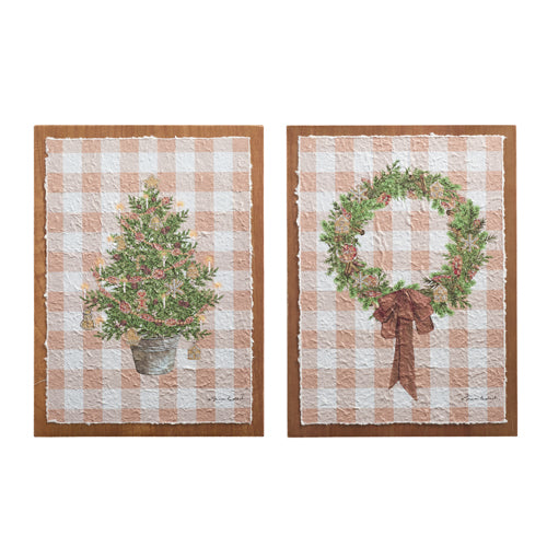 Gingerbread Gingham Greenery Wall Art