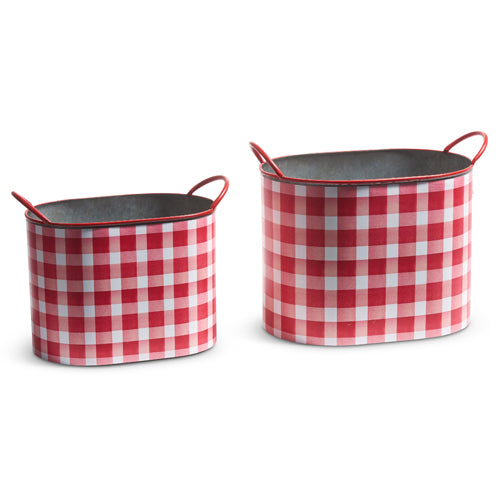 Red Gingham Buckets