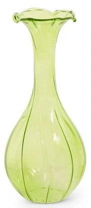 Green Fluted Bud Vase