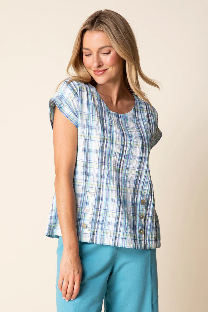 Habitat Blurred Plaid Button Pullover