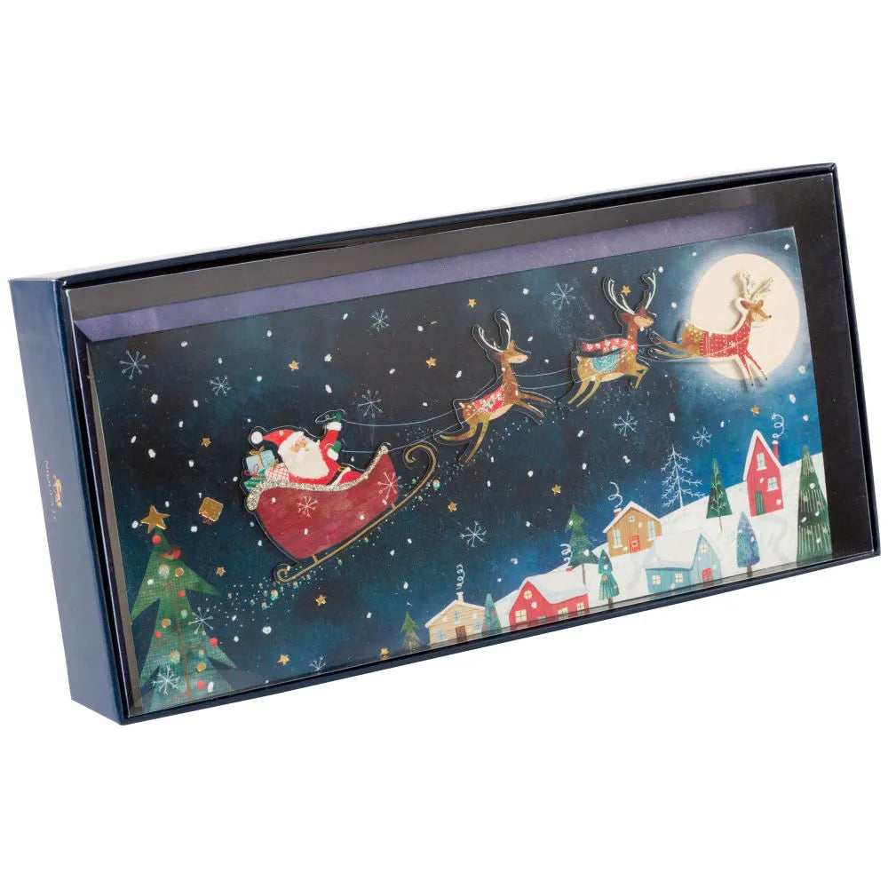 Santa Reindeer Night Sky 8 Count Boxed Christmas Cards