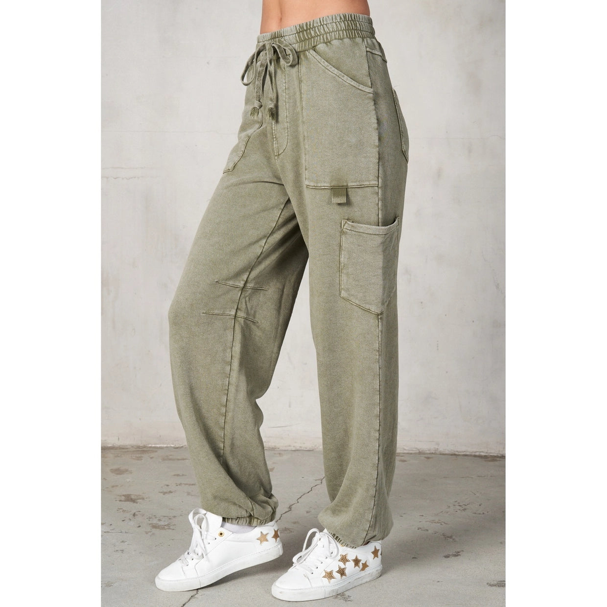 Garment Washed Terry Cargo Sweatpants