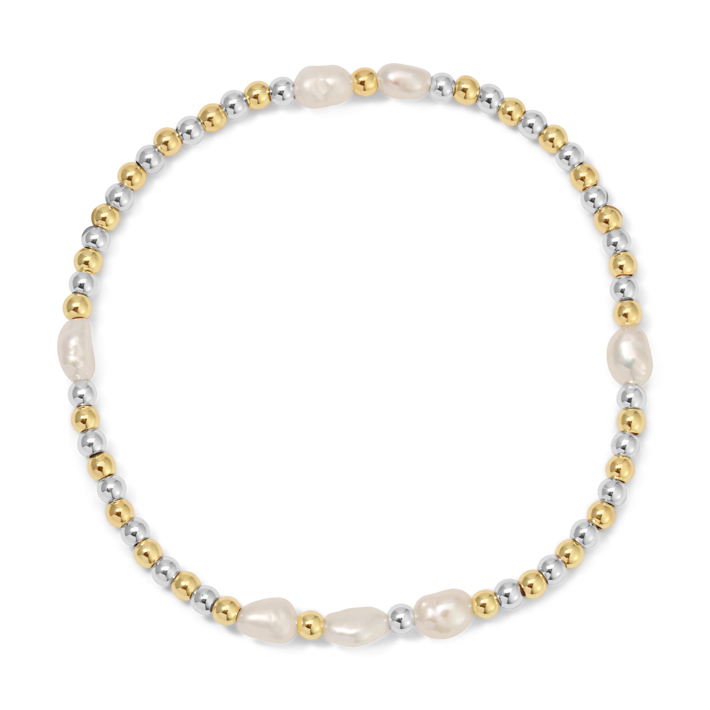 Silver-Gold Mixed Baroque Pearl Bracelet