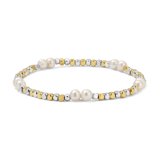 Silver-Gold Mixed Cube Pearl Bracelet