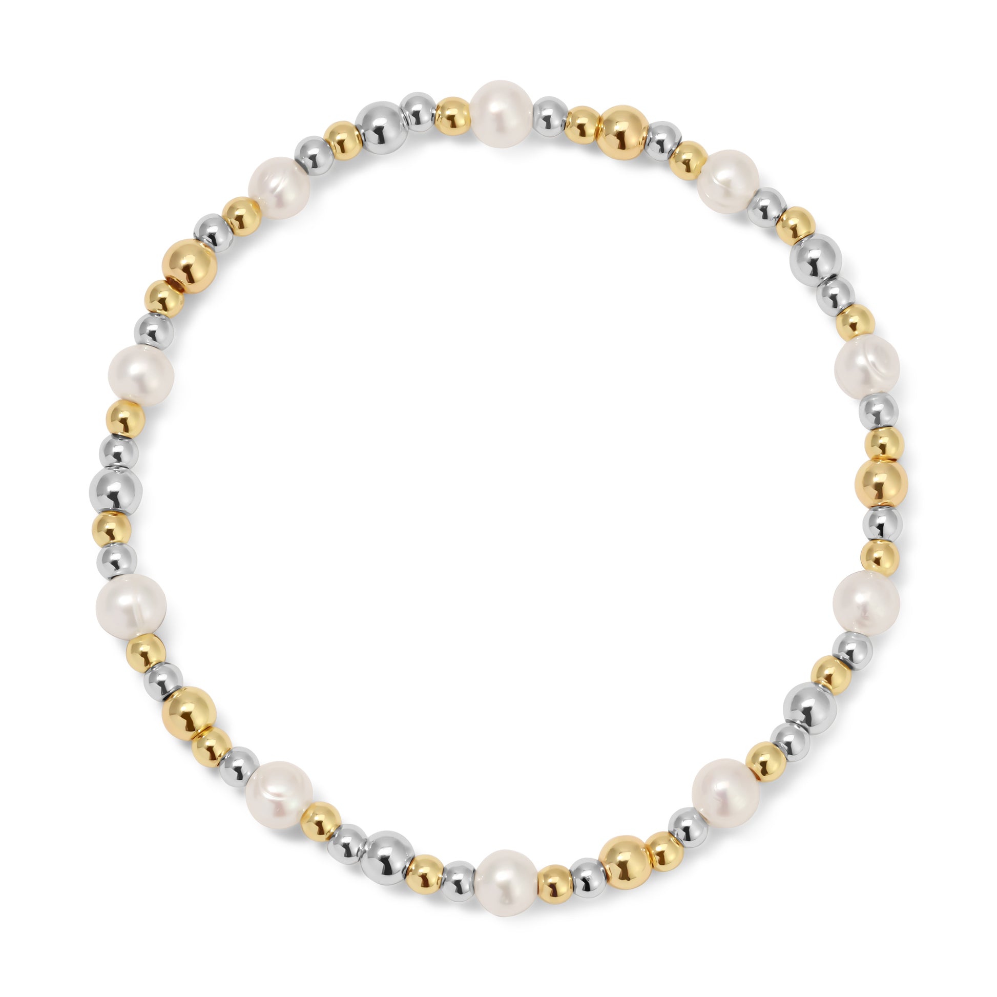 Silver-Gold Mixed Pearl Bracelet