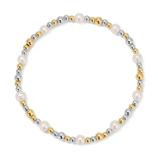 Silver-Gold Mixed Pearl Bracelet