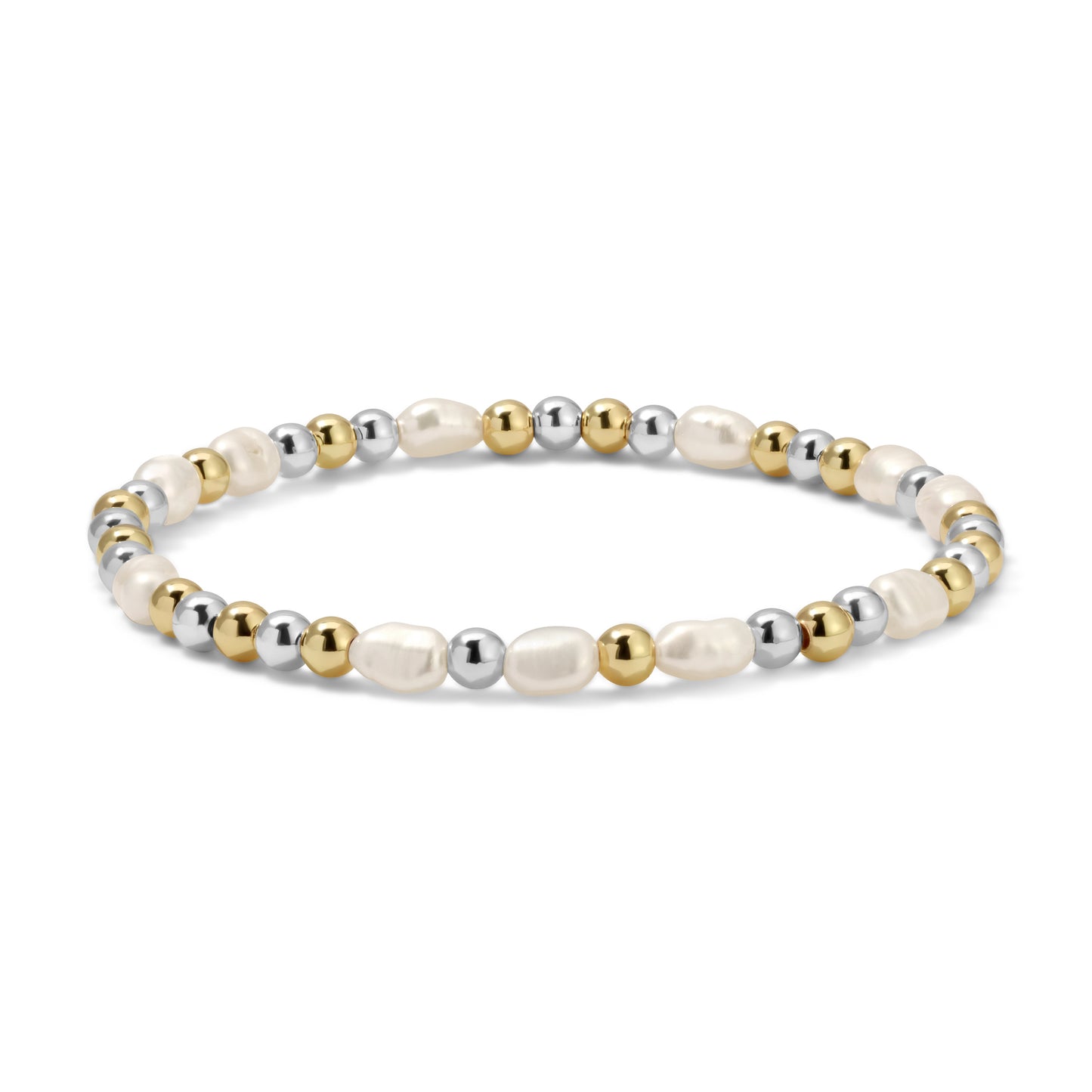 Silver-Gold Mixed Baroque Pearl Bracelet - Small (4mm)