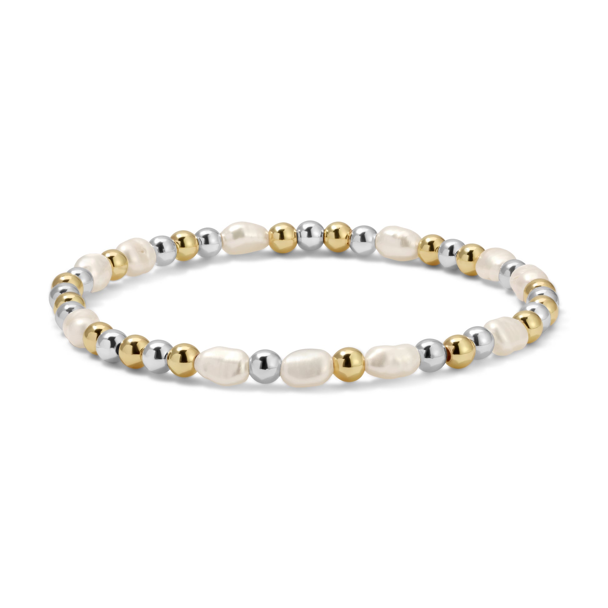 Silver-Gold Mixed Baroque Pearl Bracelet - Small (4mm)