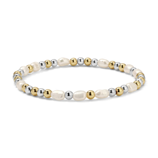 Silver-Gold Mixed Baroque Pearl Bracelet - Small (4mm)