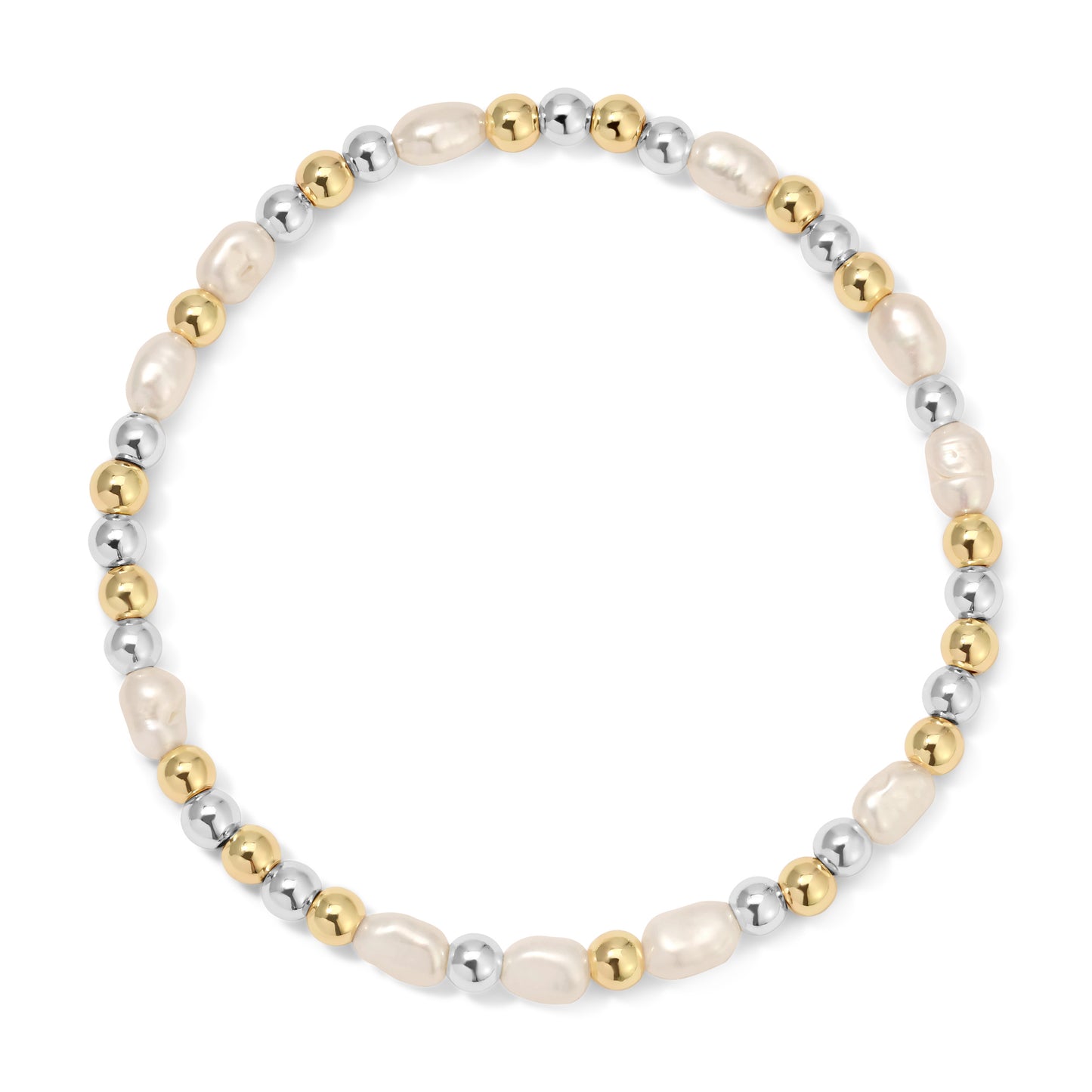 Silver-Gold Mixed Baroque Pearl Bracelet - Small (4mm)