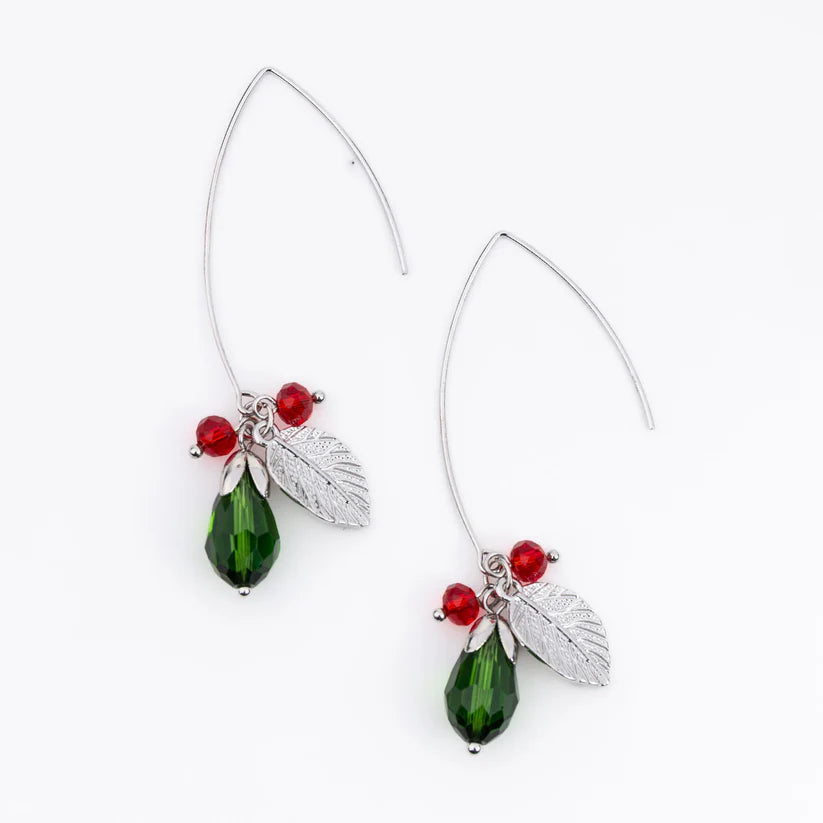 Holiday Poinsettia Beaded Earrings