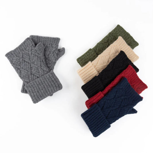 Kristen Herringbone Fingerless Gloves