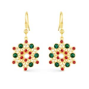Red And Green Snowflake Earrings