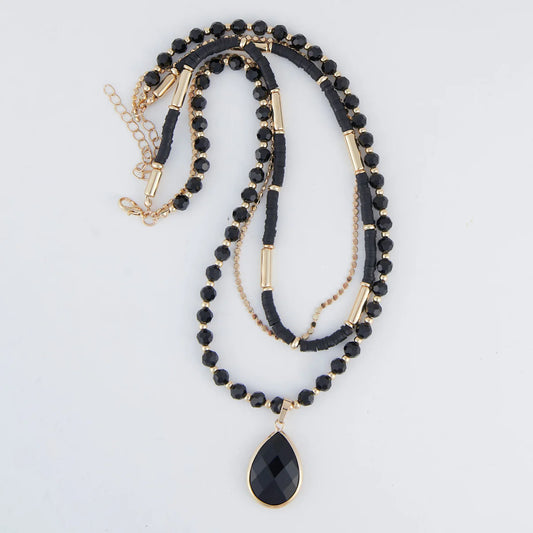 Amalia Multi Row Teardrop Pendant Necklace