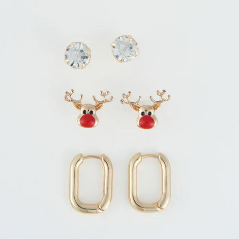 Holiday Reindeer Earring Trio