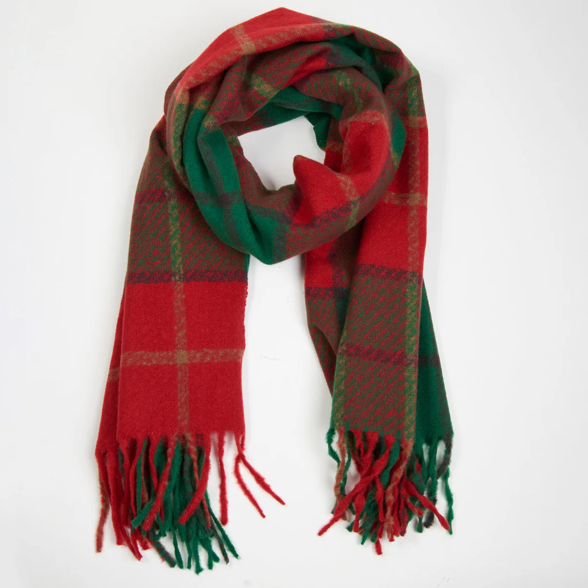 Kylie Windowpane Plaid Fringe Scarf