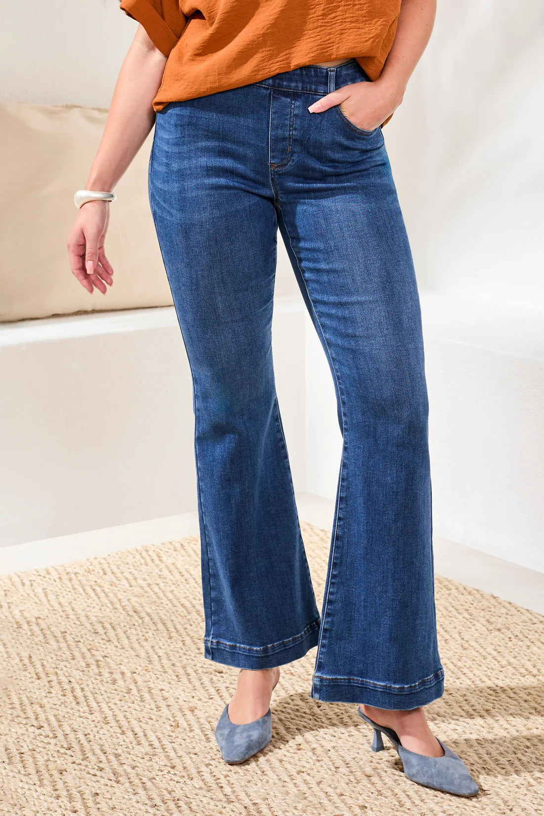 Tribal Audrey Boundless Stretch Denim Pull-On Wide Jeans