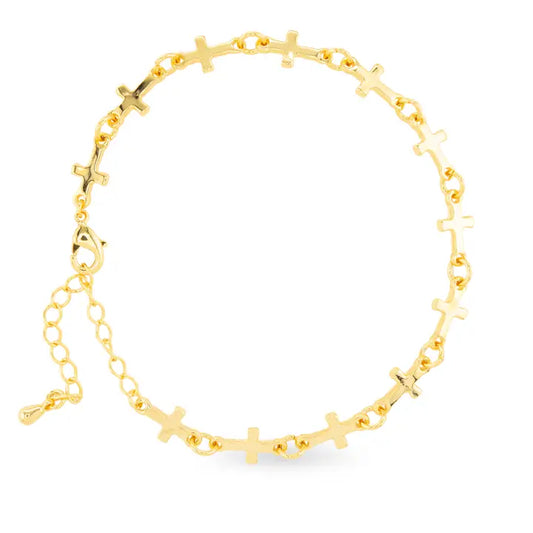 Gold Cross Chain Bracelet