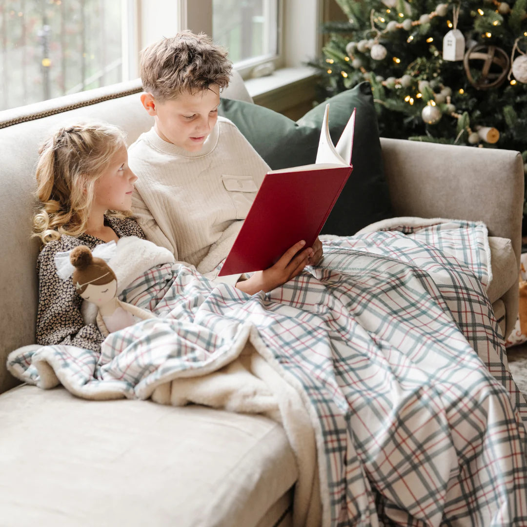 Holiday Minky/Faux Fur Throw Blanket - Holiday Plaid