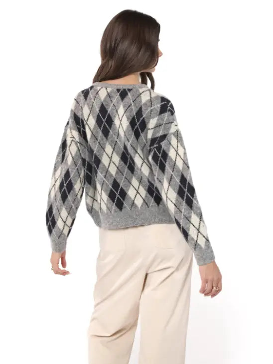 Sadie & Sage Bec Argyle Cardigan Sweater